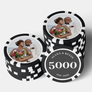 Personalized Wedding Photo Black 5000 Value Poker Chips
