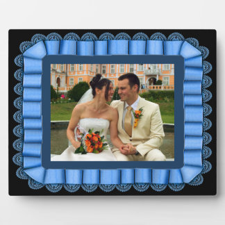 Personalized Wedding Photo Blue Lace Ribbon Frame