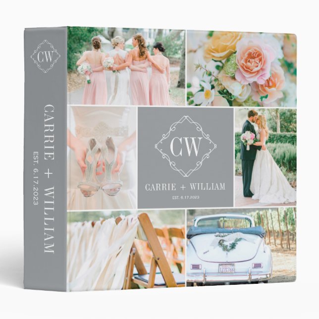 Personalized Wedding Photo Collage Album Binder (Front/Spine)
