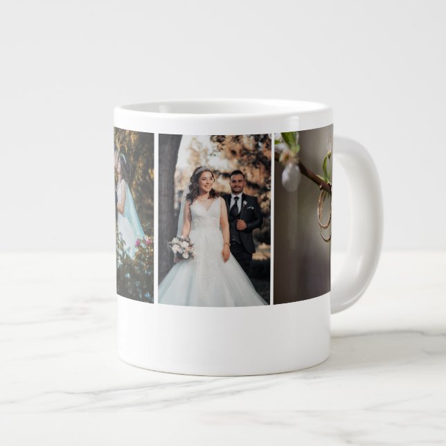 Personalized Wedding Photo Collage Large Coffee Mug (Front Right)