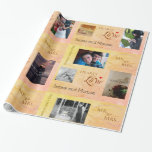 Personalized Wedding Photo Collage w/ CustomText Wrapping Paper<br><div class="desc">Wrap your gift in memories of a special day with this photo collage featuring room for 12 of your favourite wedding photos, personalized with names of the bride and groom! A brightly coloured background combined with special photos make your gift as thoughtful on the outside as it is on the...</div>
