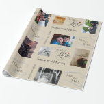 Personalized Wedding Photo Collage w/ CustomText Wrapping Paper<br><div class="desc">Wrap your gift in memories of a special day with this photo collage featuring room for 12 of your favourite wedding photos, personalized with names of the bride and groom! A soft tan background looks great with many different colour. Make your gift as thoughtful on the outside as it is...</div>