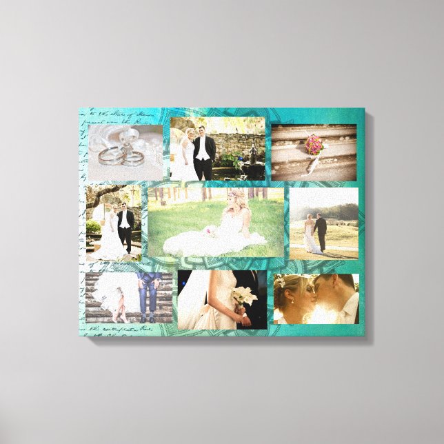 Personalized Wedding Photo Collage Wall Art (Front)