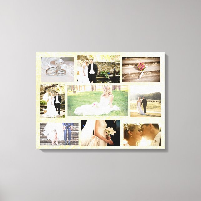 Personalized Wedding Photo Collage Wall Art Cream (Front)