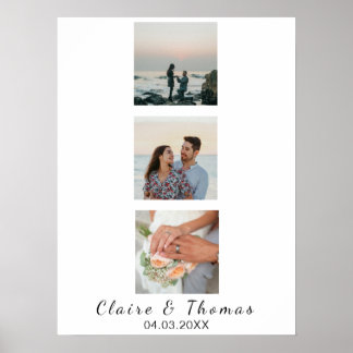 Personalized Wedding Photo Custom 3 Photo Keepsake Poster