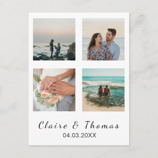Personalized Wedding Photo Custom 4 Photo Keepsake Postcard