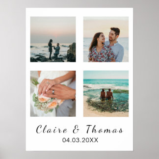 Personalized Wedding Photo Custom 4 Photo Keepsake Poster
