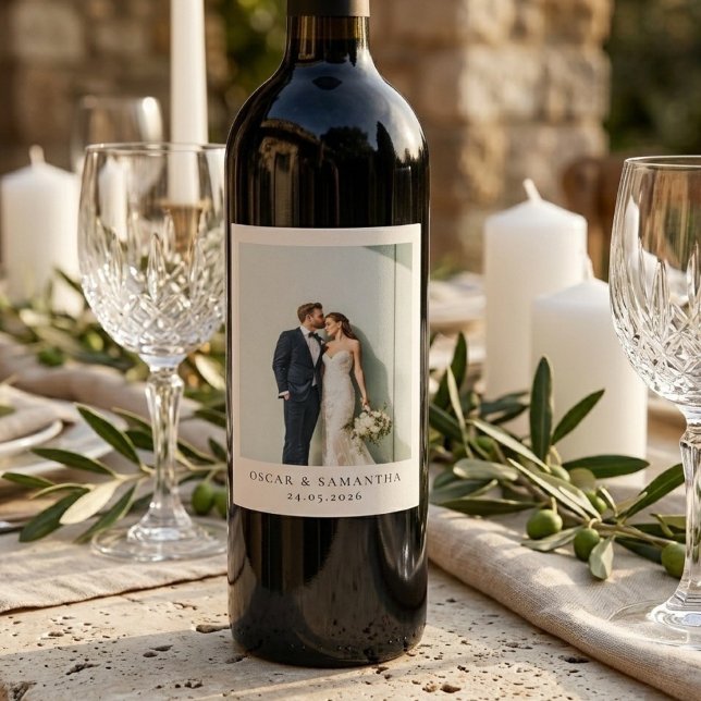 Personalized Wedding Photo Elegant  Wine Label (Creator Uploaded)