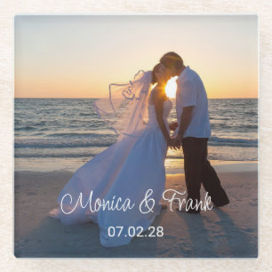 Personalized Wedding Photo Glass Coaster