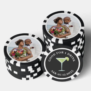 Personalized Wedding Photo Good For One Drink Poker Chips