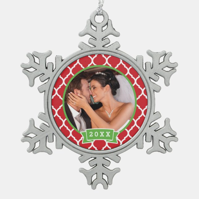 Personalized Wedding Photo Keepsake Ornament (Front)