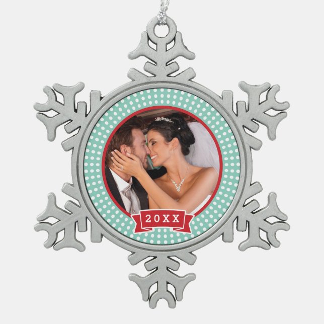 Personalized Wedding Photo Keepsake Ornament (Front)