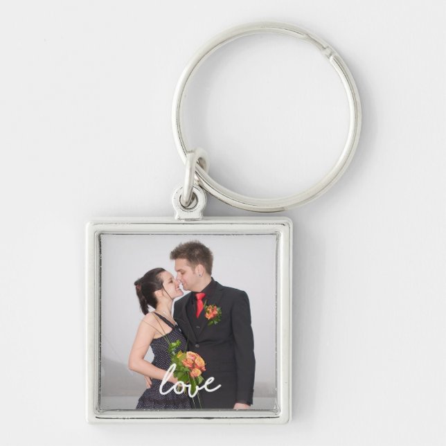 Personalized Wedding Photo Love Keepsake Keychain (Front)