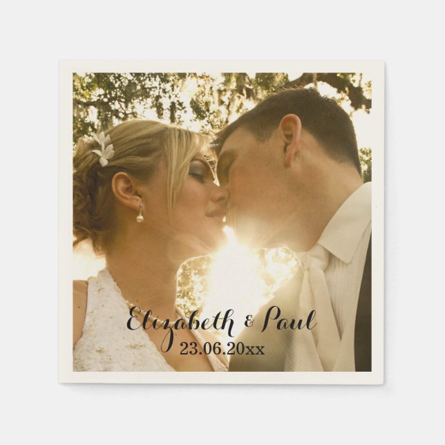 Personalized Wedding Photo Monogram Napkin (Front)