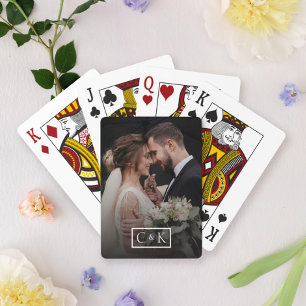 Personalized Wedding Photo Monogram Playing Cards