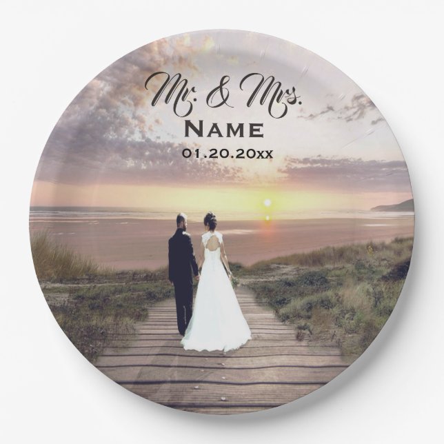 Personalized Wedding Photo Paper Plate (Front)