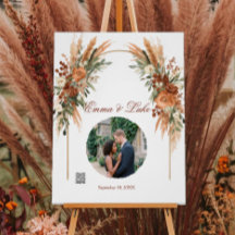 Personalized Wedding Photo QR Code Sign | Rustic
