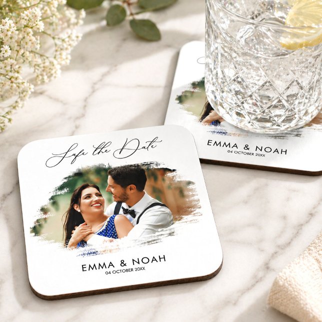 Personalized Wedding Photo Save the Date Custom Coaster (Personalized Wedding Photo Save the Date Custom Beverage Coaster, Custom Wedding Gift)