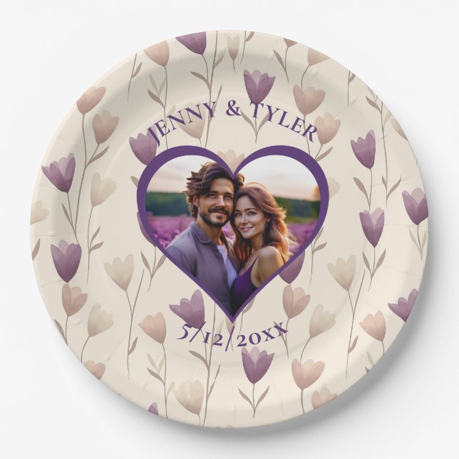 Personalized Wedding | Photo Template Paper Plate (Front)