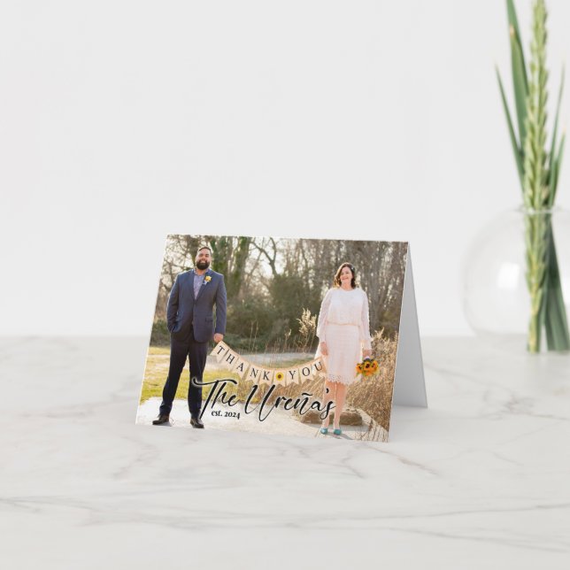 Personalized Wedding Photo Thank You Card  (Front)