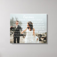 Personalized Wedding Photo & Vows Canvas Print