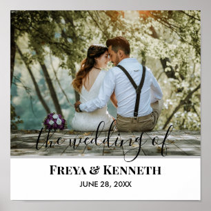 Personalized Wedding Photo With Modern Calligraphy Poster