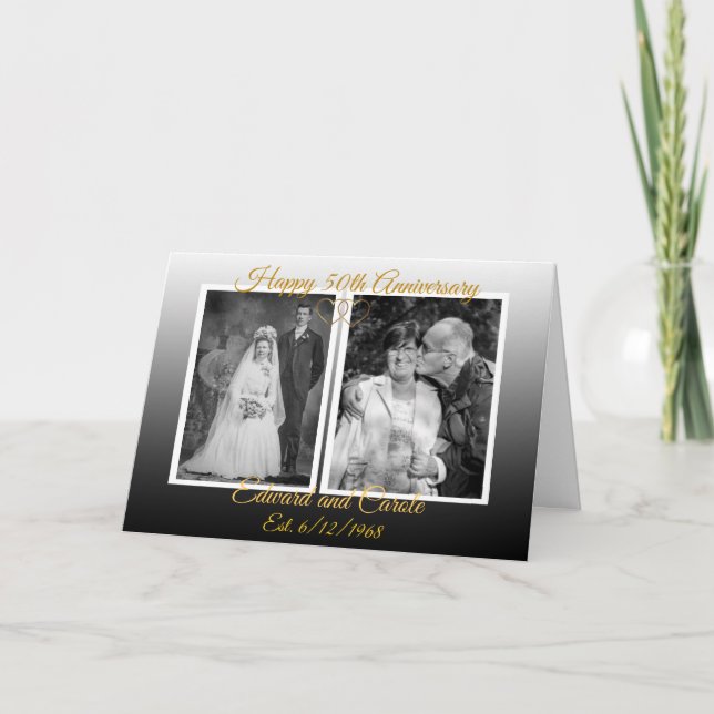 Personalized Wedding Photos 50th Anniversary Card (Front)