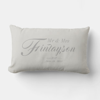 Personalized Wedding Pillow Grey