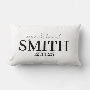 Personalized Wedding Pillow, Last Name & Date Lumbar Pillow