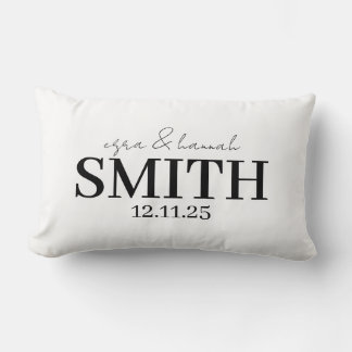 Personalized Wedding Pillow, Last Name & Date Lumbar Pillow