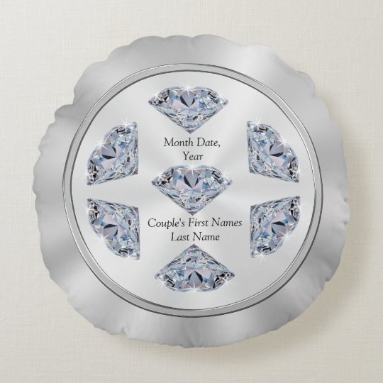 Personalized Wedding Pillows, Diamond Design Round Pillow