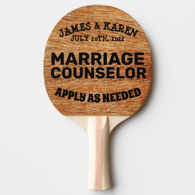 PERSONALIZED WEDDING PING PONG PADDLES, COUNSELOR PADDLE (Front)