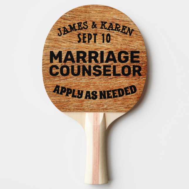 PERSONALIZED WEDDING PING PONG PADDLES, COUNSELOR PING PONG PADDLE (Front)
