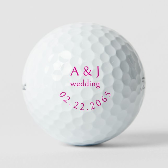 Personalized Wedding Pink Favour Titleist Pro V1 I Golf Balls (Front)