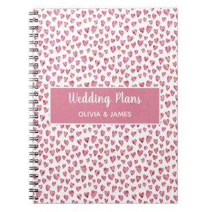 Personalized Wedding Plan Notebook Pink Love Heart
