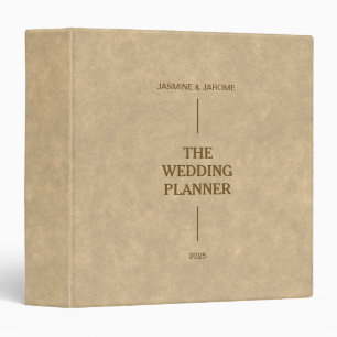 Personalized Wedding Planner Beige Velvet Texture Binder