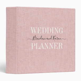 Personalized Wedding Planner Blush Pink Linen Binder