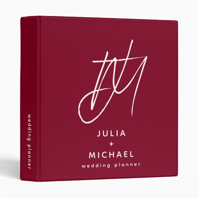 Personalized Wedding Planner Modern Minimalist Binder (Front/Spine)