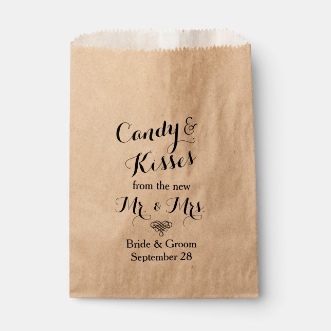 Personalized Wedding Popcorn or Candy Bar Buffet Favour Bag (Front)
