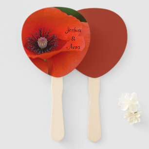 Personalized Wedding Poppy Hand Fan