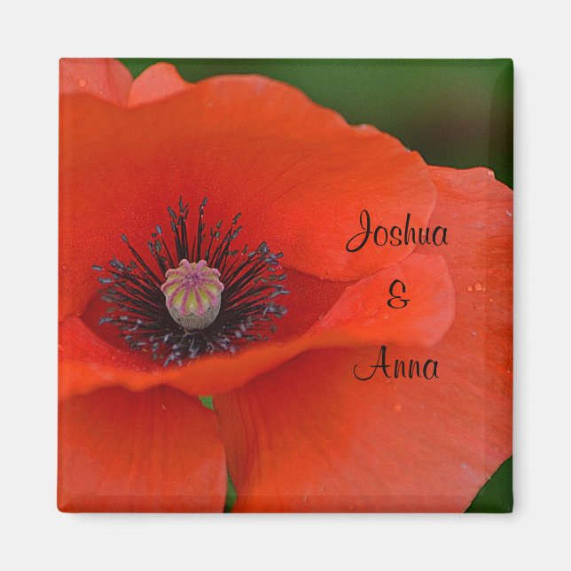 Personalized Wedding Poppy Magnet (Front)