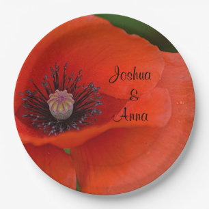 Personalized Wedding Poppy Paper Plate
