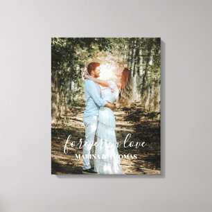 Personalized Wedding Portrait Modern Calligraphy Canvas Print