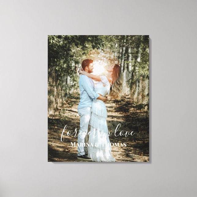 Personalized Wedding Portrait Modern Calligraphy Canvas Print (Front)