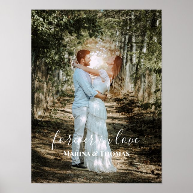 Personalized Wedding Portrait Modern Calligraphy Poster (Front)
