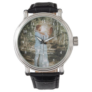 Personalized Wedding Portrait Modern Calligraphy Watch