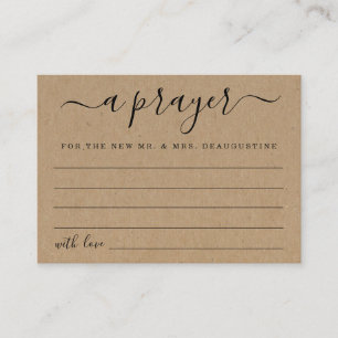 Personalized Wedding Prayer Card - Rustic Kraft