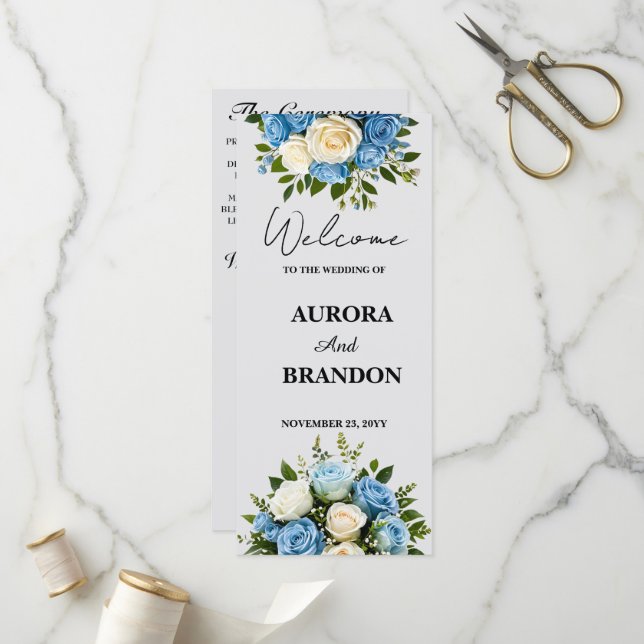 Personalized Wedding Program with Floral Design (Front/Back In Situ)