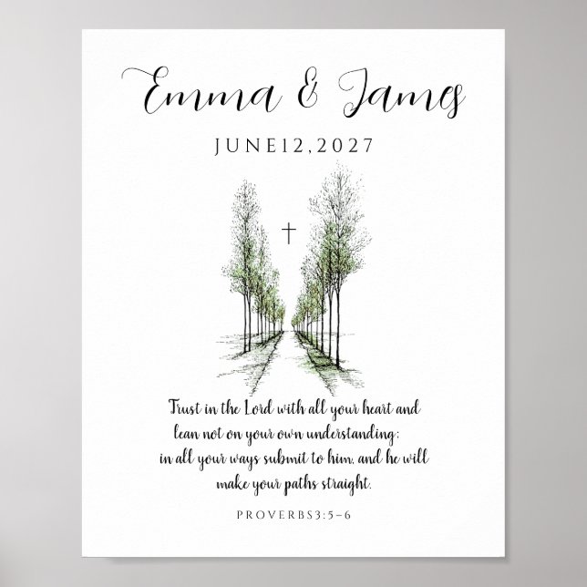 Personalized Wedding Proverbs 3:5-6 Poster (Front)