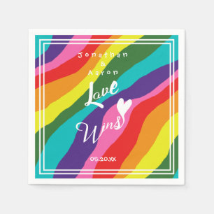 Personalized Wedding Rainbow Love Wins Napkin